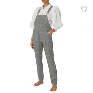 WeWoreWhat Linen Gingham Overalls NWOT